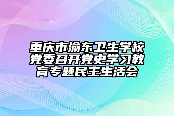 重庆市渝东卫生学校党委召开党史学习教育专题民主生活会