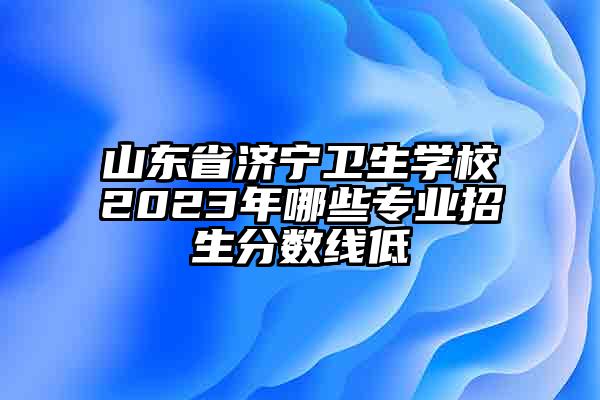 山东省济宁卫生学校2023年哪些专业招生分数线低