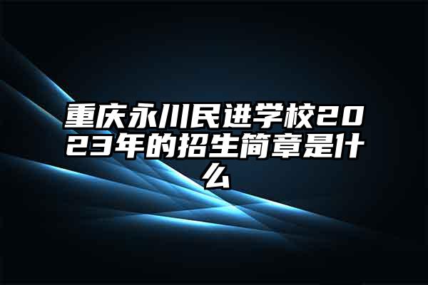 重庆永川民进学校2023年的招生简章是什么