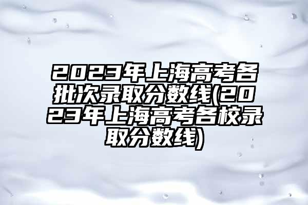 2023年上海高考各批次录取分数线(2023年上海高考各校录取分数线)