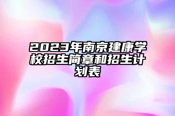 2023年南京建康学校招生简章和招生计划表