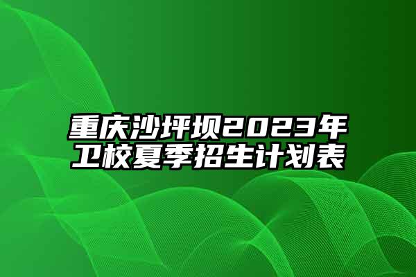 重庆沙坪坝2023年卫校夏季招生计划表