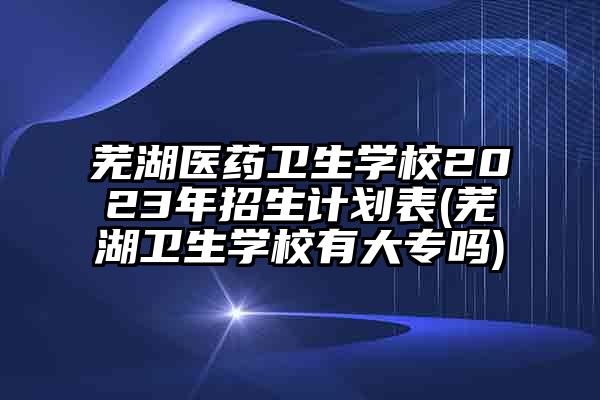 芜湖医药卫生学校2023年招生计划表(芜湖卫生学校有大专吗)